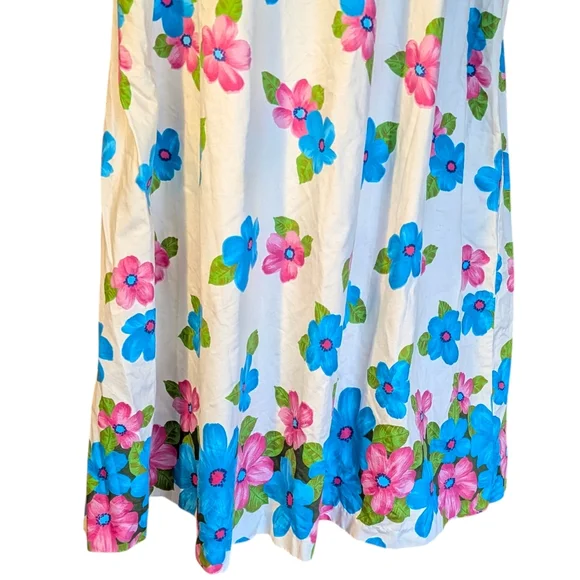 David Brown California Empire Midi Dress L Vintage Floral Beach Summer Wedding - Picture 3 of 7